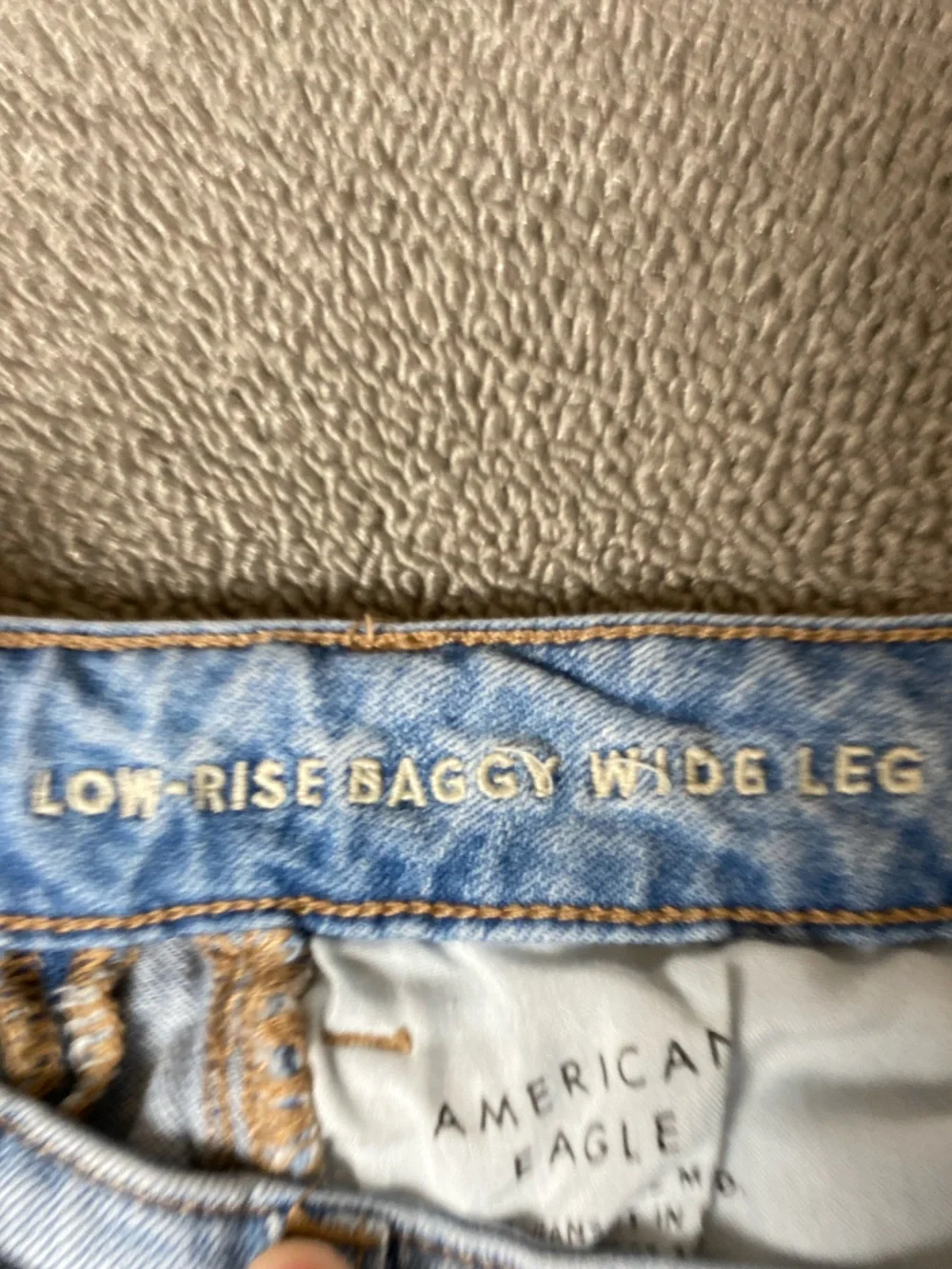 American Eagle Women’s Patchwork Stretch Low Rise Baggy Wide Leg Denim Jeans